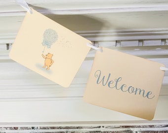 Winnie the Pooh Baby Shower Birthday Banner-Welcome Little One Pooh Banner Garland Bunting