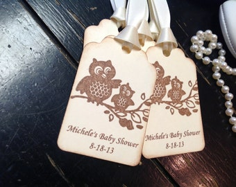 Owl  Personalized Thank you gift tags-owl baby shower tags-owl shower favors-set of 12