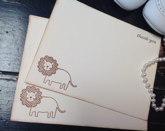 Baby shower thank you cards-Thank you cards-baby gift ideas-baby lion  stationery- set of 10