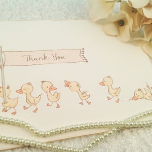 Duck Thank You Notes-Foldover Note Cards Yellow Ducks-Children&#39;s Note Cards-Baby Shower Thank You Note Cards-Set of 10