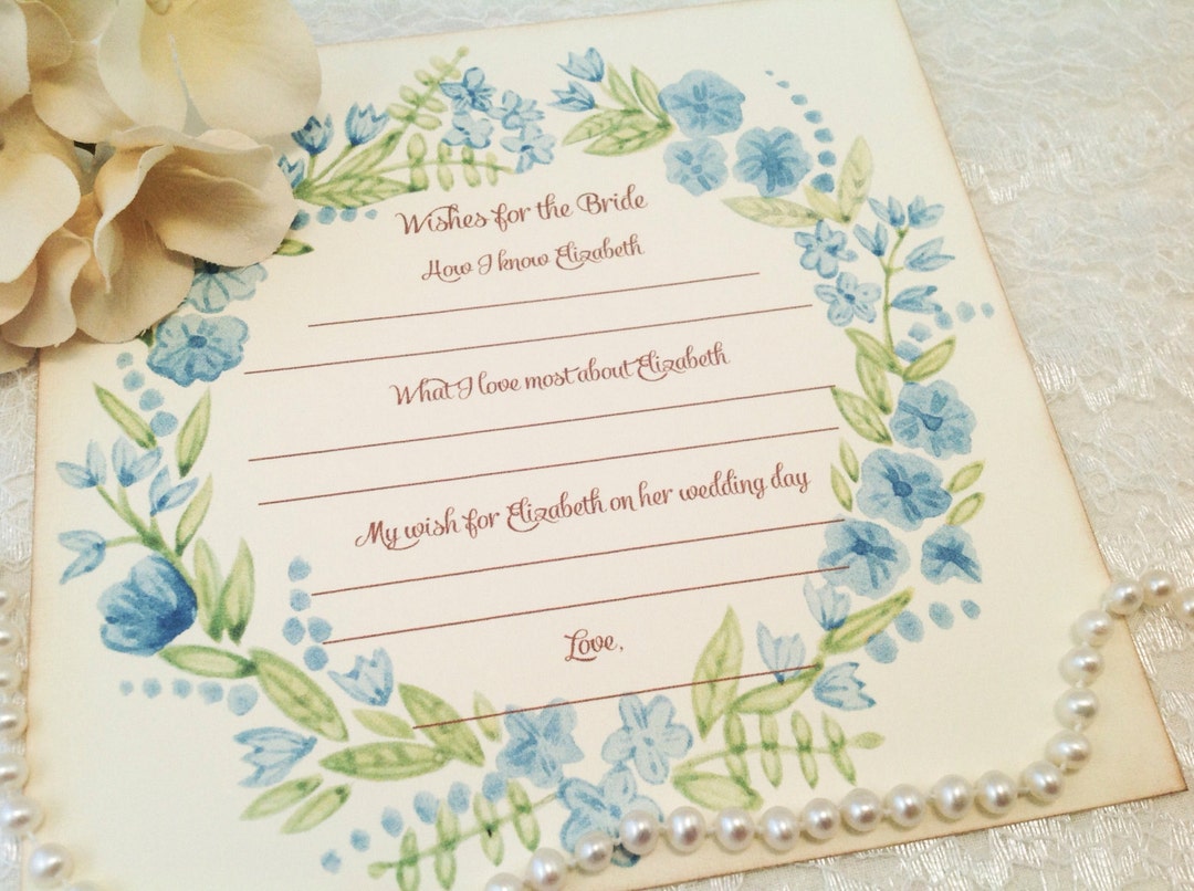 Personalized Bridal Wish Cardswishes for the Bride and Groom Etsy
