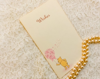 Pooh Girl Wish Cards Tags-Winnie the Pooh Wishes for Baby Girl- Pink Dear Baby-Set of 12