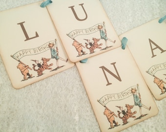 Winnie the Pooh  Birthday Banner-Pooh Banner Garland Bunting-Personalized Banner