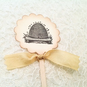 Beehive Cupcake Toppers and Picks-Bumblebee Cupcake Toppers Food Labels Cake Toppers-Set of 12