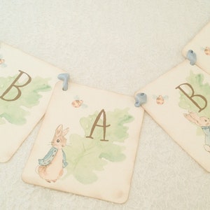Peter Rabbit Baby Shower Banner Garland Sign-Peter Rabbit Birthday Party Sign Banners for Boys or Girls image 3