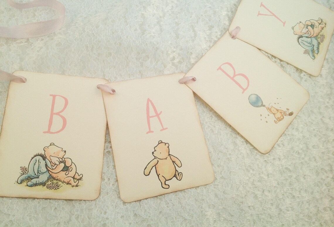 I Winnie the Pooh Baby Shower Girl Bannerclassic Pooh Baby Etsy
