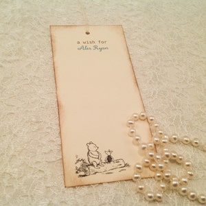 Winnie the Pooh Wish Tags-Baby shower wish tags-Baby boy shower favor tags-Set of 12