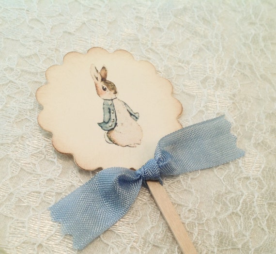 Peter Rabbit Beatrix Potter Cupcake Pick Topper-Baby Shower Birthday Decorations Cake Toppers Picks-Set of 12