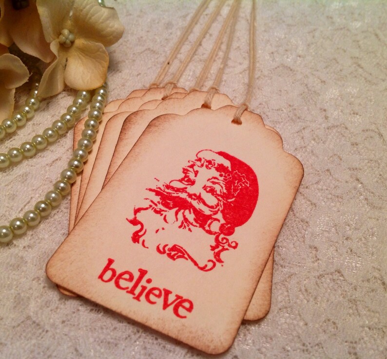 Santa Claus Christmas and Seasonal Gift and Favor Tags-Vintage Style Santa Tag-Set of 12