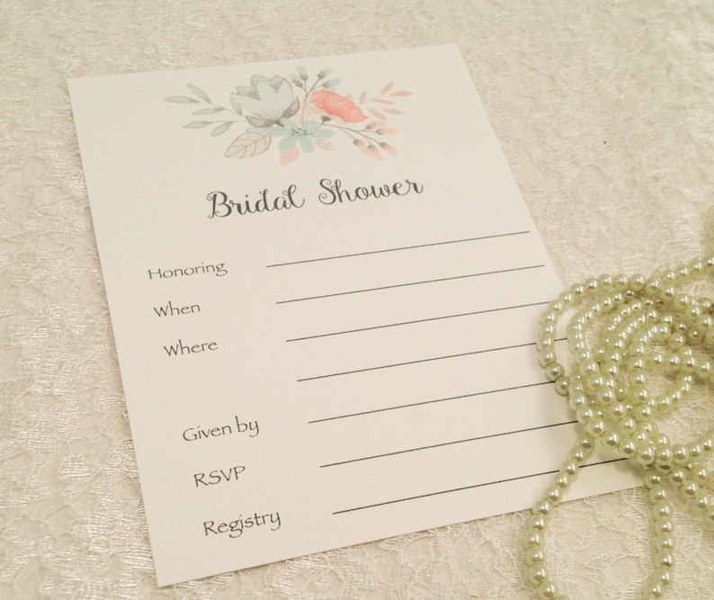 Fill in Blank Invitations Bridal Shower Invitesfloral Shabby Etsy
