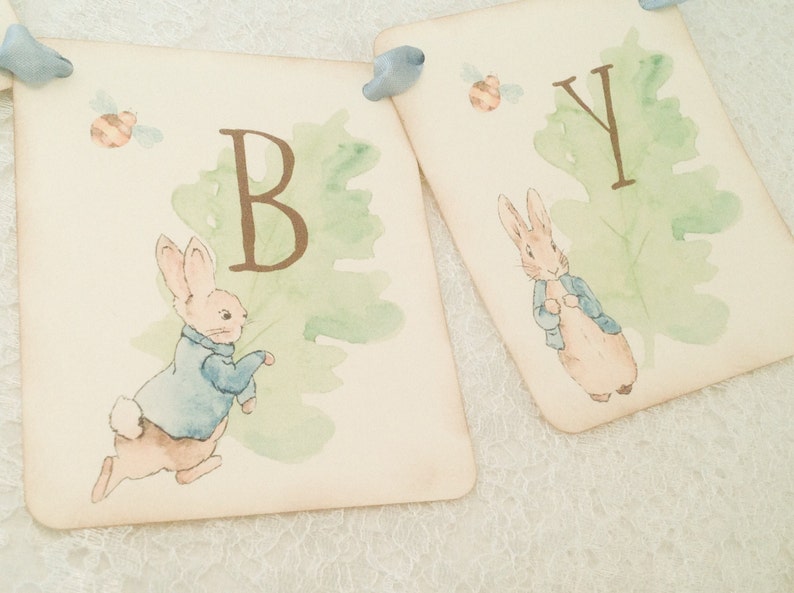 Peter Rabbit Baby Shower Banner Garland Sign-Peter Rabbit Birthday Party Sign Banners for Boys or Girls image 4