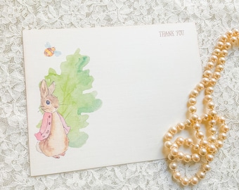 Peter Rabbit Pink Coat Thank You Note Cards-Thank You Card and Note Card Sets-Peter Rabbit Baby Shower-Set of 10
