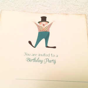 Circus Big Top Carnival Clown Birthday Party Fill in the Blank Invitations - Set of 10