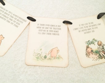 Winnie the Pooh Banner-Pooh Quotes Birthday Baby Shower Banner Garland Bunting