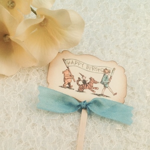 Winnie the Pooh cupcake toppers- Classic Pooh cupcake picks-Pooh birthday decorations- set of 12