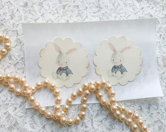 Bunny Rabbit Stickers-Bunny Rabbit Envelope Seals Favors-Set of 12