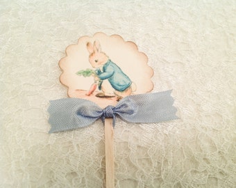 Peter Rabbit Beatrix Potter Cupcake Pick Topper-Baby Shower Birthday Decorations Cake Toppers Picks-Set of 12