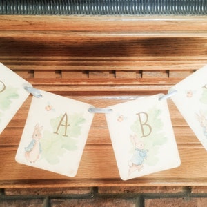 Peter Rabbit Baby Shower Banner Garland Sign-Peter Rabbit Birthday Party Sign Banners for Boys or Girls image 2