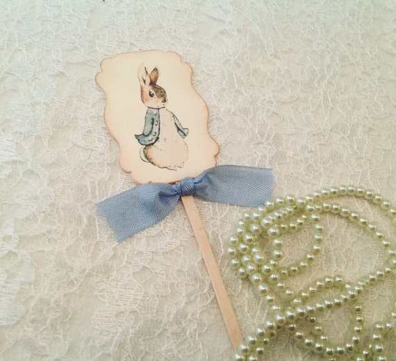 12 Peter Rabbit Cupcake Rings Topper Kid Birthday Party Goody Bag Filler Favor