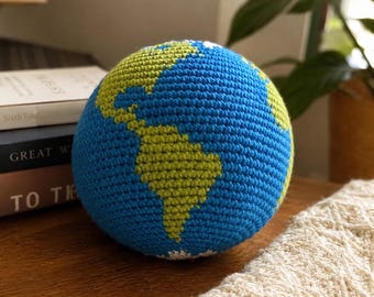 Realistic Earth Globe Crochet Pattern PDF, Amigurumi Planet Earth Plush, Educational World Toy Crochet Pattern, Handmade Geography Gift