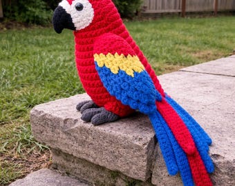 Ara Papagei Häkelanleitung - Realistischer Papagei Amigurumi Anleitung, Tropische Vogel Plüsch Anleitung, Bunter exotischer Vogel Digitaler Download