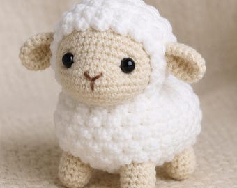 Wzór na szydełkową owieczkę amigurumi, samouczek na uroczą pluszową owcę, plik PDF z pluszową zabawką DIY, wzór na szydełkowe zwierzątko gospodarskie