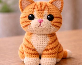 Orange Tabby Cat Amigurumi Crochet Pattern, Ginger Cat Plush Toy PDF, Cute Kitten Doll DIY, Animal Crochet Pattern