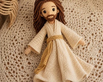 Realistyczny wzór na lalkę Jezusa w formacie PDF, lalka amigurumi z wizerunkiem wiary, chrześcijański wzór szydełkowy, ręcznie robiona lalka religijna, dekoracja pokoju modlitewnego