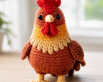 Realistic Rooster Crochet Pattern, Lifelike Chicken Amigurumi PDF, Farm Animal Plush DIY, Detailed Bird Crochet
