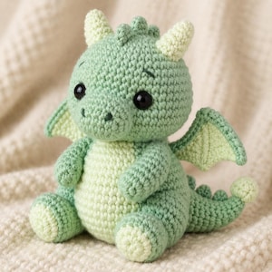 Baby Dragon Amigurumi Crochet Pattern, Cute Fantasy Dragon Plush Tutorial, DIY Stuffed Animal PDF, Magical Creature Crochet Pattern
