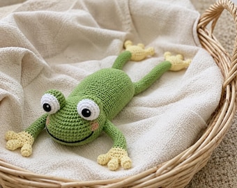 Realistyczny wzór na szydełko amigurumi żaby w formacie PDF – Żaba amigurumi z długimi kończynami, pluszowa żaba z miękkimi kończynami, uroczy wzór na szydełko zwierząt, wzór na zabawkę dla dzieci