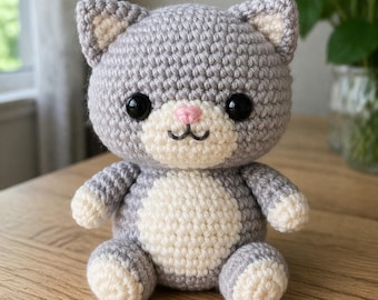 Wzór na szydełko amigurumi z kotem Chubby Cat, samouczek na wykonanie pluszowego kota o okrągłym ciele, słodki kotek w formacie PDF, wzór na szydełkowanie pluszowego zwierzaka DIY