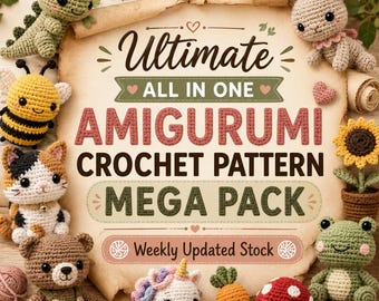 Mega pakiet szydełkowych amigurumi all in one, urocze wzory szydełkowe na zwierzęta, kolekcja PDF Kawaii Amigurumi, przyjazne dla początkujących zabawki szydełkowe