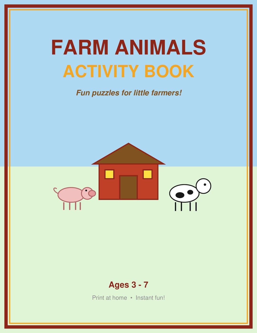 Farm Animals Activity Book for Kids | Printable Puzzles (ages 3-7) (PDF ...
