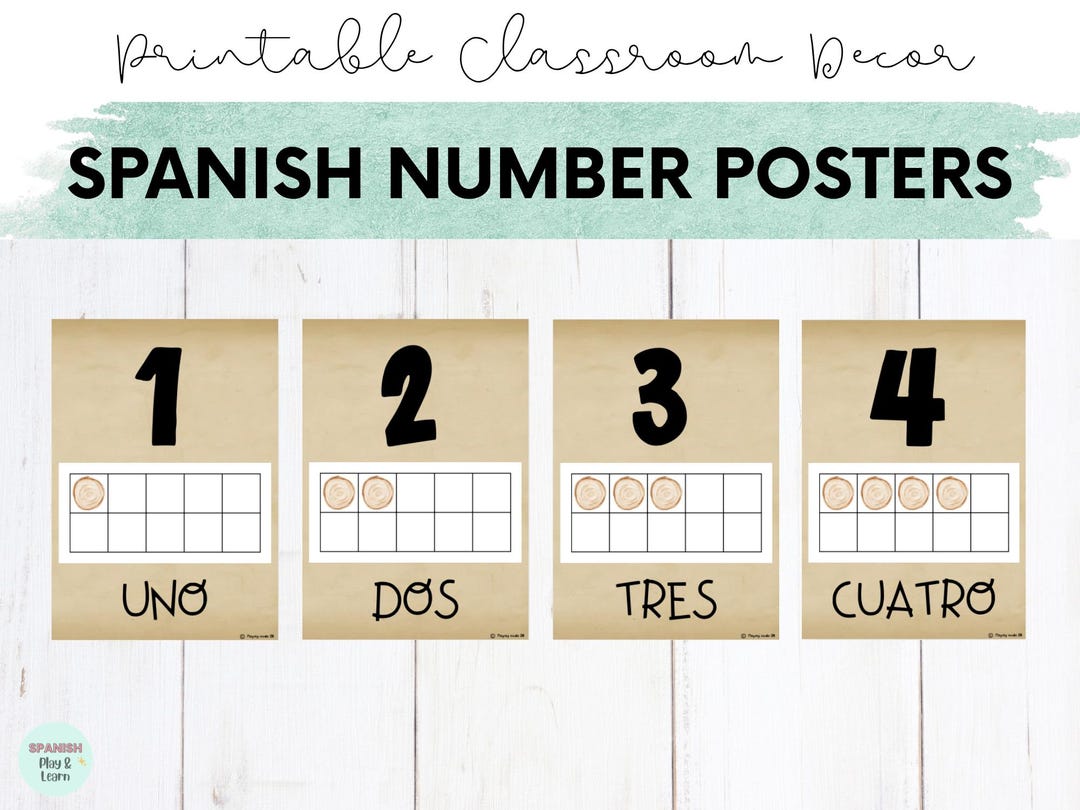 Numbers 1–20 in Spanish | Children's Math Posters With Ten Frames ...
