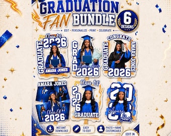 2026 Graduation Fan Templates, Graduation Paddle Fan Class of 2026 Designs, Graduation Photo Fan Insert, Graduate Canva Editable Template