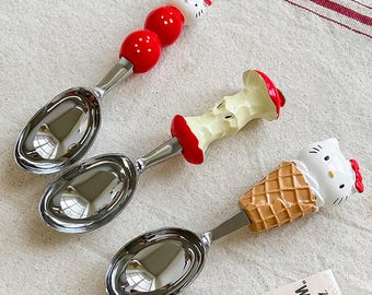 Stainless Steel Dessert Spoons, Cat Ice Cream Cone, Apple Core Handle