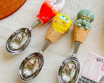 Cucharas para helado de acero inoxidable, cuchara para helado con forma de pinza de cangrejo, decoración de cocina con dibujos animados única, regalo creativo de verano para niños.