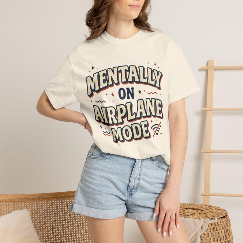 Mentally On Airplane Mode Retro Graphic Tee – Sarcastic Vacation Shirt image 8