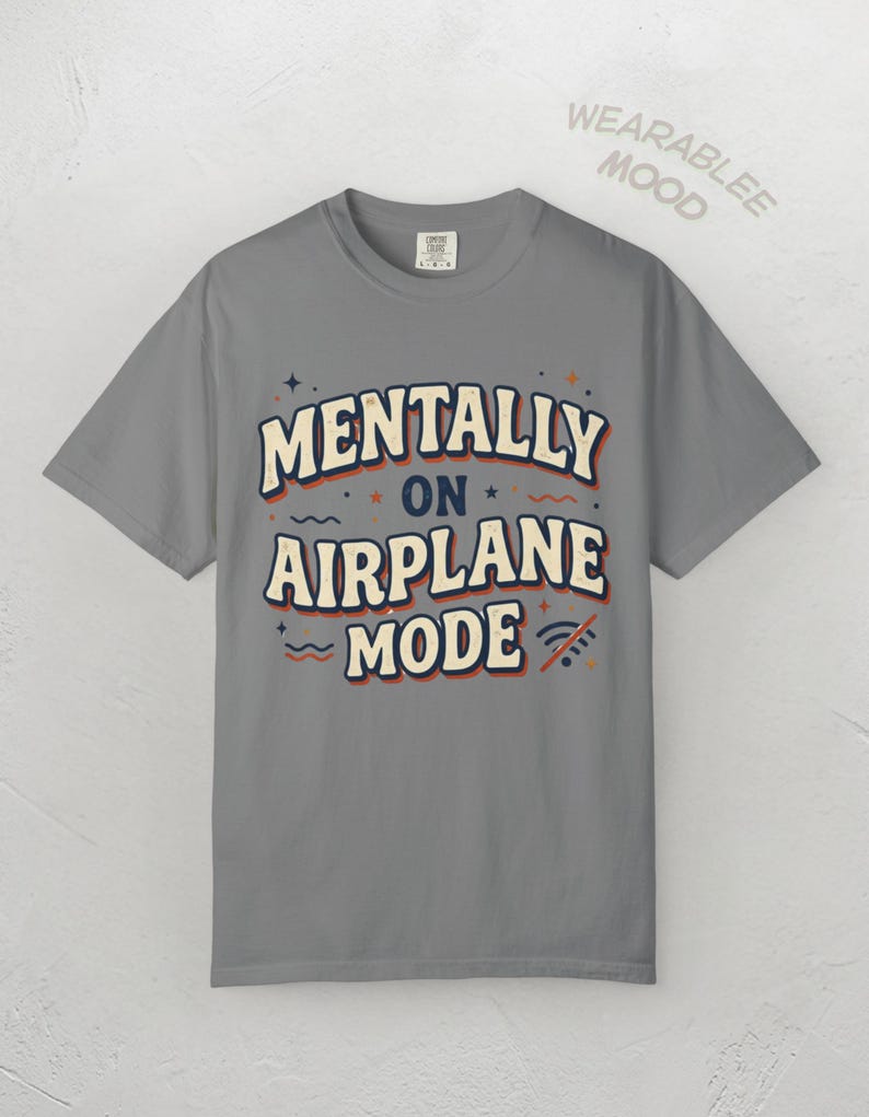 Mentally On Airplane Mode Retro Graphic Tee – Sarcastic Vacation Shirt image 5