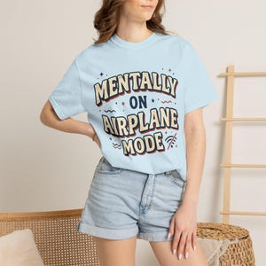 Mentally On Airplane Mode Retro Graphic Tee – Sarcastic Vacation Shirt image 12