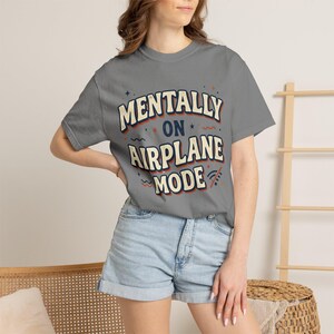 Mentally On Airplane Mode Retro Graphic Tee – Sarcastic Vacation Shirt image 6
