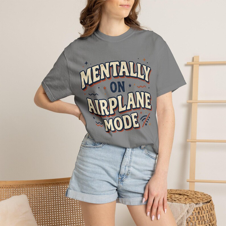 Mentally On Airplane Mode Retro Graphic Tee – Sarcastic Vacation Shirt image 6