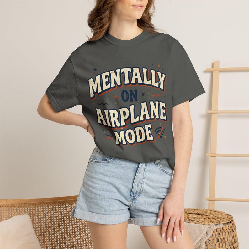 Mentally On Airplane Mode Retro Graphic Tee – Sarcastic Vacation Shirt image 10