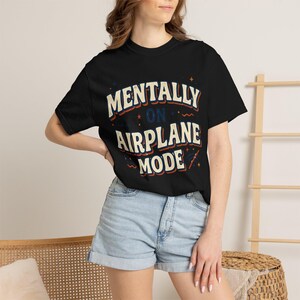 Mentally On Airplane Mode Retro Graphic Tee – Sarcastic Vacation Shirt image 4