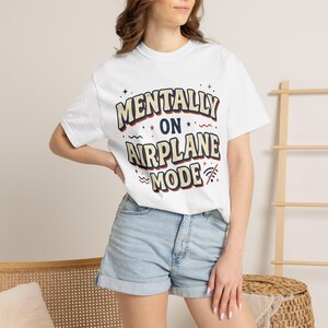 Mentally On Airplane Mode Retro Graphic Tee – Sarcastic Vacation Shirt image 2