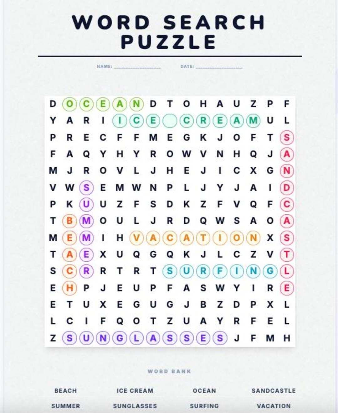 Custom Word Search Generator Printable | Create Your Own Puzzle