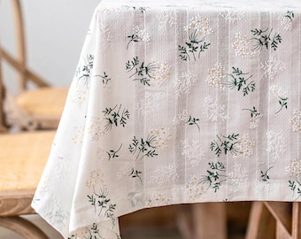 Mantel de algodón con borlas y estampado floral veraniego, decoración de estilo rústico, mantel de cocina estilo cottagecore, decoración rústica para mesa de boda, mantel floral para comedor