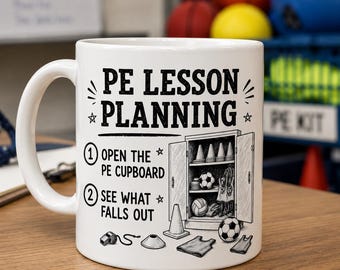 Taza divertida para profesor de educación física, taza para planificar clases de educación física, regalo para profesor de educación física, taza de café para profesor de gimnasia, regalo de agradecimiento para entrenador, taza para profesor