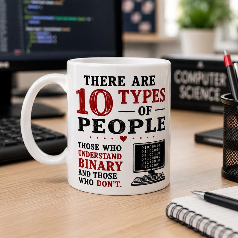 Binary Code Coffee Mug, Funny Programmer Mug, Computer Science Gift, Coding Coffee Mug, Geek Gift, IT Professional Mug image 1